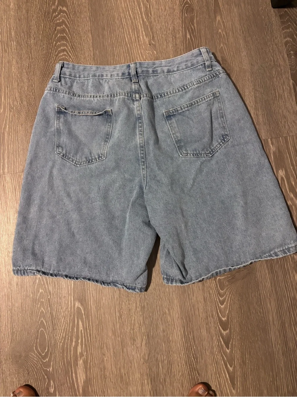 SHEIN Light Blue Denim Shorts with Rhinestone Dots